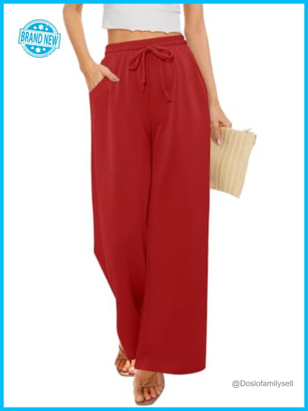 Womens High Waisted Wide Leg Lounge Pants Loose Comfy Stretchy Trousers with